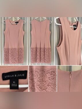 Stella & Julie Blush Pink Lace-Trim Sheath Dress